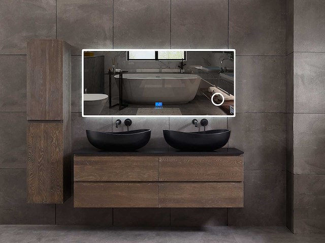 Mawialux eikenhout badmeubelset 2-persoons 140cm - grey smoked - afbeelding 11 van  18