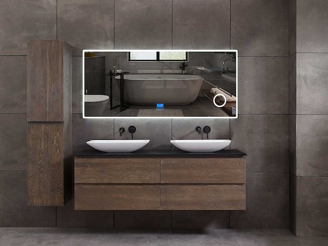 Mawialux eikenhout badmeubelset 2-persoons 140cm - grey smoked - afbeelding 12 van  18