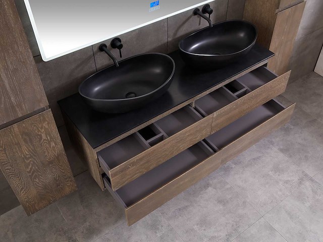 Mawialux eikenhout badmeubelset 2-persoons 140cm - grey smoked - afbeelding 16 van  18