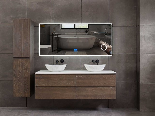 Mawialux eikenhout badmeubelset 2-persoons 140cm - grey smoked - afbeelding 1 van  18