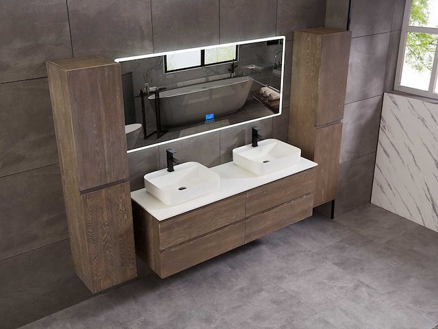 Mawialux eikenhout badmeubelset 2-persoons 140cm - grey smoked - afbeelding 17 van  18