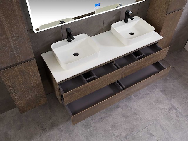 Mawialux eikenhout badmeubelset 2-persoons 140cm - grey smoked - afbeelding 18 van  18