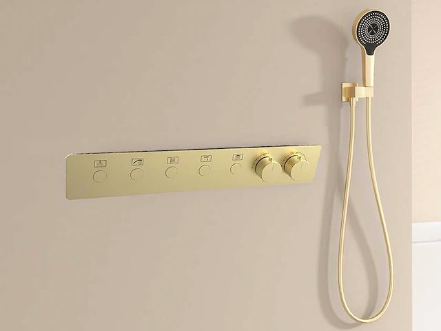 Mawialux exclusieve inbouw regendouche met 5 functies en bluetooth - geborsteld goud - afbeelding 2 van  5