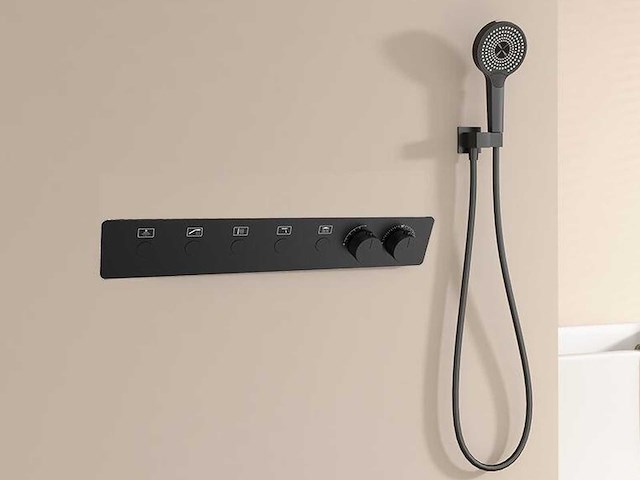 Mawialux exclusieve inbouw regendouche met 5 functies en bluetooth - mat zwart - afbeelding 4 van  5