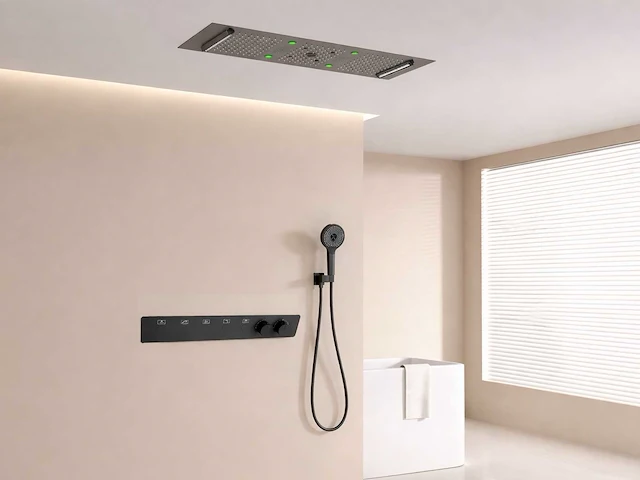 Mawialux exclusieve inbouw regendouche met 5 functies en bluetooth - mat zwart - afbeelding 2 van  5
