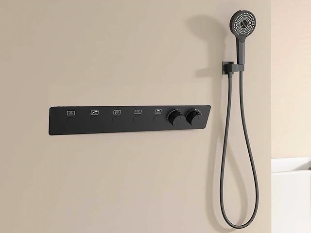 Mawialux exclusieve inbouw regendouche met 5 functies en bluetooth - mat zwart - afbeelding 4 van  5