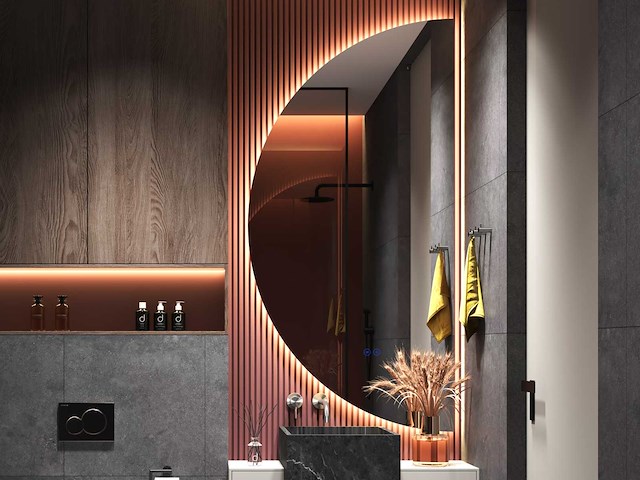 Mawialux half rond design led spiegel (130-160cm keuze) - afbeelding 1 van  7