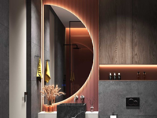 Mawialux half rond design led spiegel (130-160cm keuze) - afbeelding 1 van  7