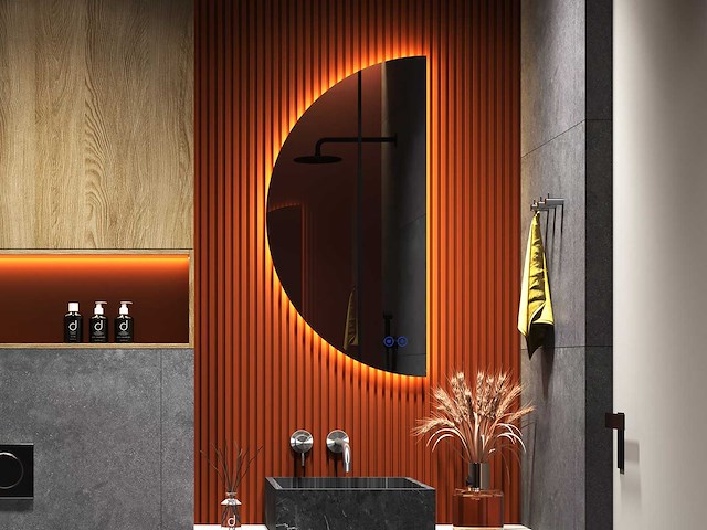 Mawialux half rond design led spiegel (80-120cm keuze) - afbeelding 1 van  6