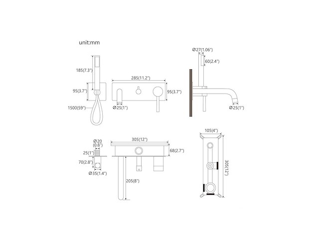 Mawialux inbouw badkraan (keuze uit 3 kleuren) - afbeelding 20 van  24