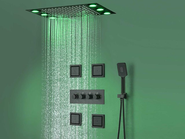 Mawialux inbouw regendouche mat zwart met massagejets - afbeelding 2 van  12