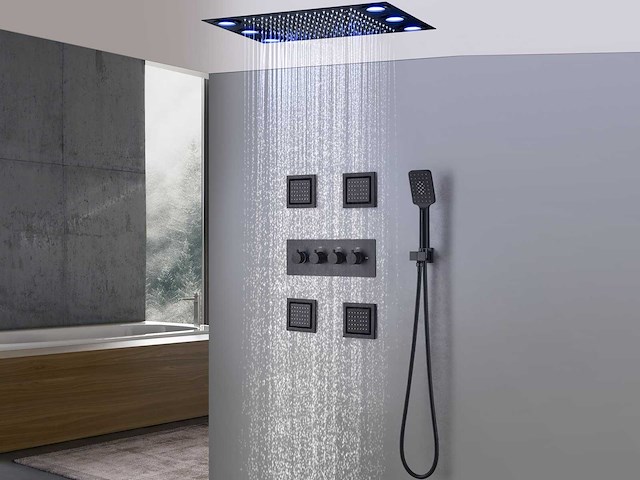 Mawialux inbouw regendouche mat zwart met massagejets - afbeelding 5 van  12