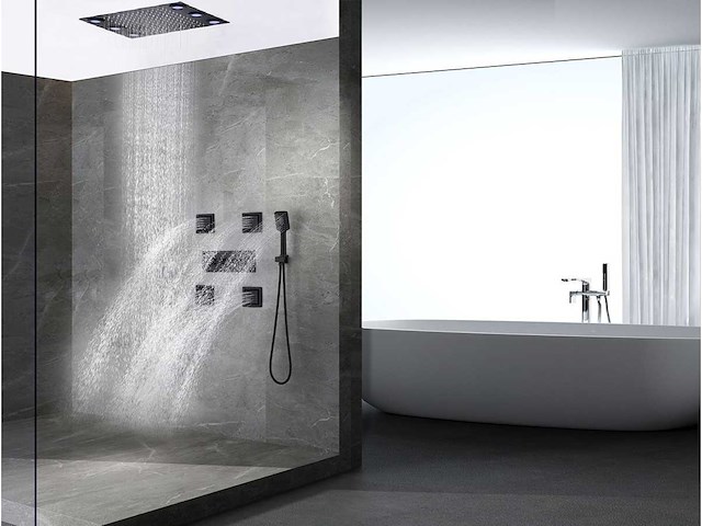 Mawialux inbouw regendouche mat zwart met massagejets - afbeelding 4 van  12