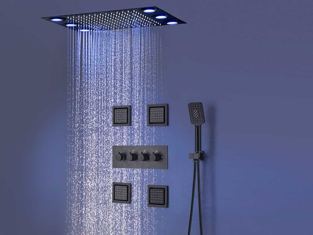 Mawialux inbouw regendouche mat zwart met massagejets - afbeelding 10 van  12