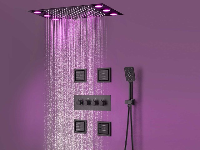 Mawialux inbouw regendouche mat zwart met massagejets - afbeelding 11 van  12