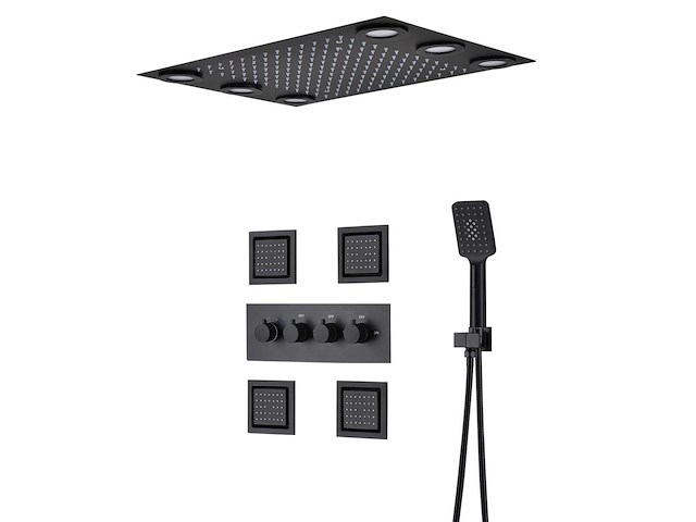 Mawialux inbouw regendouche mat zwart met massagejets - afbeelding 1 van  7