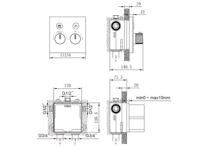 Mawialux inbouw regendouche met (mat zwart of gunmetal grey) - afbeelding 9 van  10