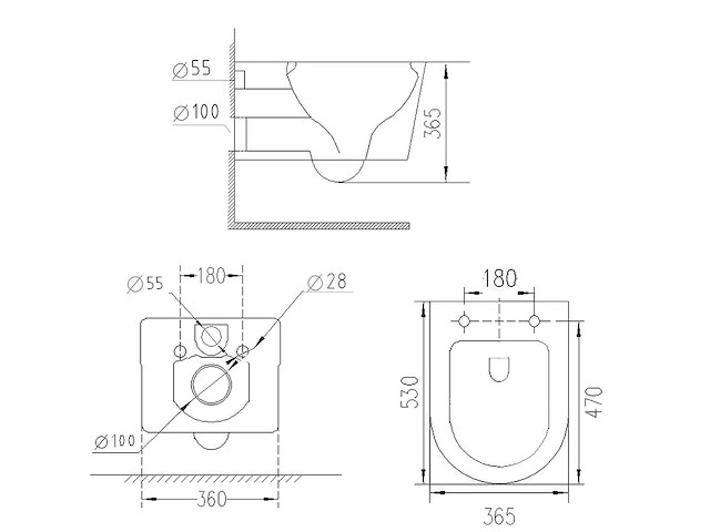 Mawialux inbouw wandcloset met closetzitting - turbo flush - glans wit - afbeelding 2 van  11