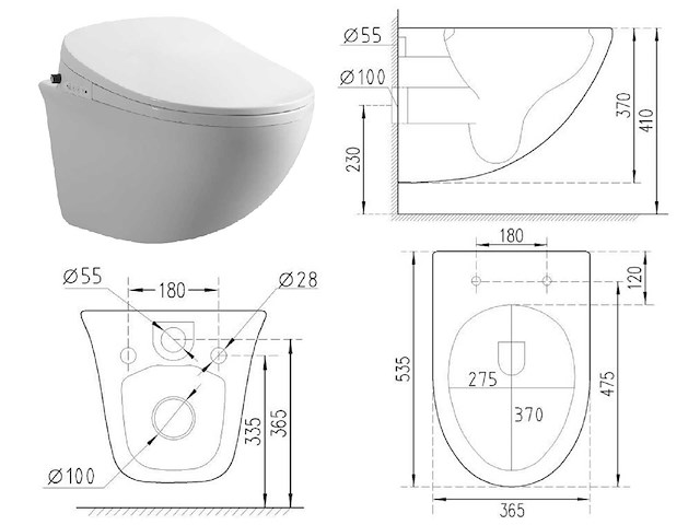 Mawialux inbouw wandcloset met reiniging en automatische closetzitting - afbeelding 13 van  14