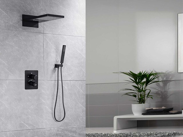 Mawialux inbouw waterval regendouche - digitaal display (mat zwart of gunmetal grey) - afbeelding 12 van  12