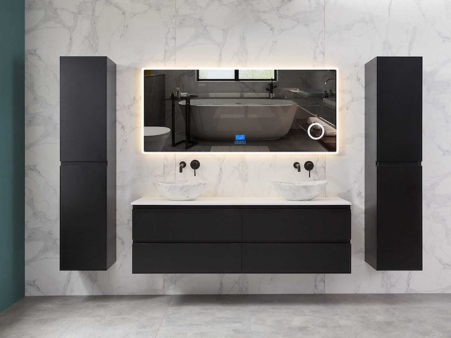 Mawialux mat zwart badkamermeubel 160cm (diverse opstellingen) - afbeelding 10 van  71