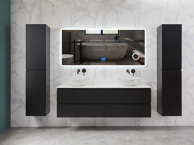 Mawialux mat zwart badkamermeubel 160cm (diverse opstellingen) - afbeelding 13 van  71