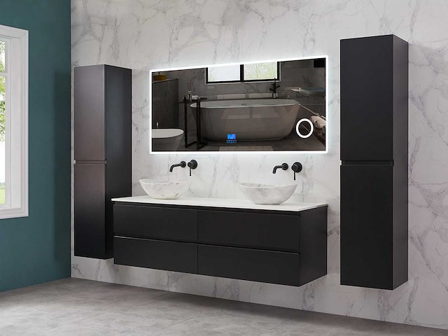 Mawialux mat zwart badkamermeubel 160cm (diverse opstellingen) - afbeelding 14 van  71