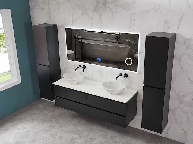 Mawialux mat zwart badkamermeubel 160cm (diverse opstellingen) - afbeelding 16 van  71