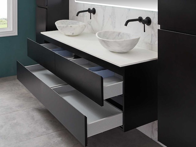 Mawialux mat zwart badkamermeubel 160cm (diverse opstellingen) - afbeelding 19 van  71