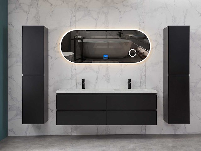 Mawialux mat zwart badkamermeubel 160cm (diverse opstellingen) - afbeelding 30 van  71