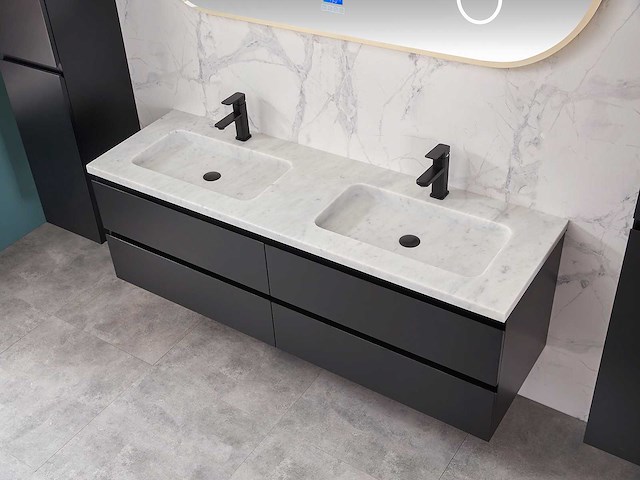 Mawialux mat zwart badkamermeubel 160cm (diverse opstellingen) - afbeelding 36 van  71