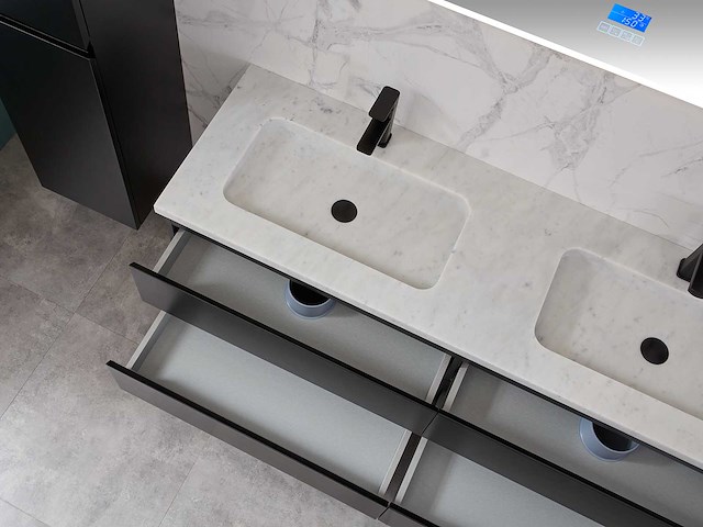 Mawialux mat zwart badkamermeubel 160cm (diverse opstellingen) - afbeelding 40 van  71