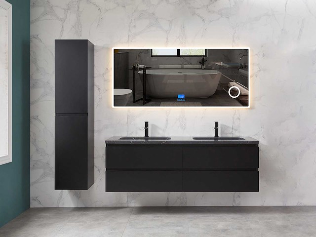 Mawialux mat zwart badkamermeubel 160cm (diverse opstellingen) - afbeelding 34 van  71