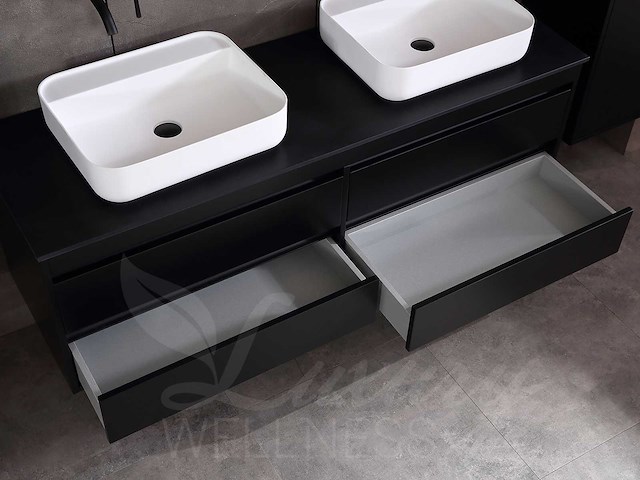 Mawialux mat zwart badkamermeubel 160cm (diverse opstellingen) - afbeelding 60 van  71