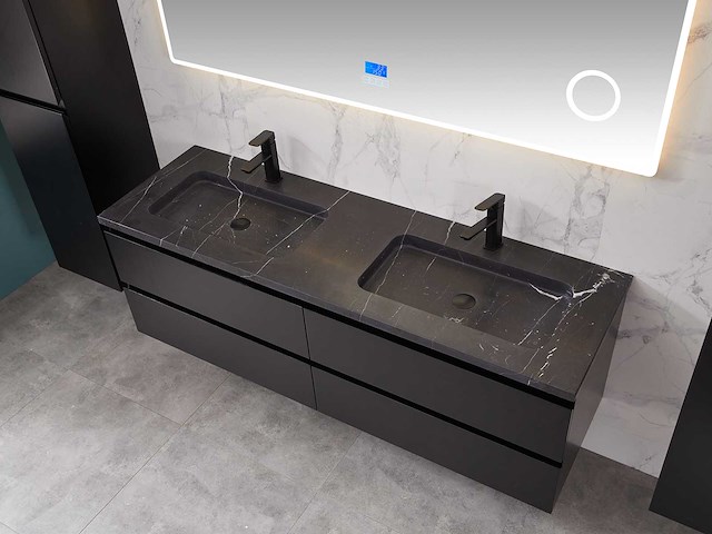 Mawialux mat zwart badkamermeubel 160cm (diverse opstellingen) - afbeelding 70 van  71