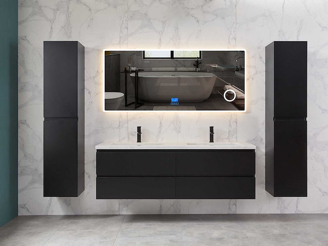 Mawialux mat zwart badkamermeubel 160cm (diverse opstellingen) - afbeelding 8 van  71