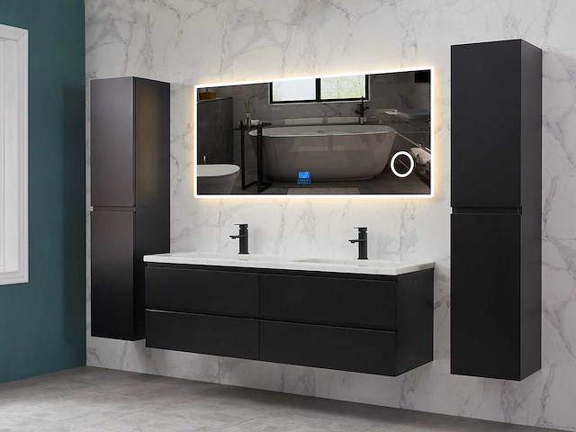 Mawialux mat zwart badkamermeubel 160cm (diverse opstellingen) - afbeelding 1 van  71