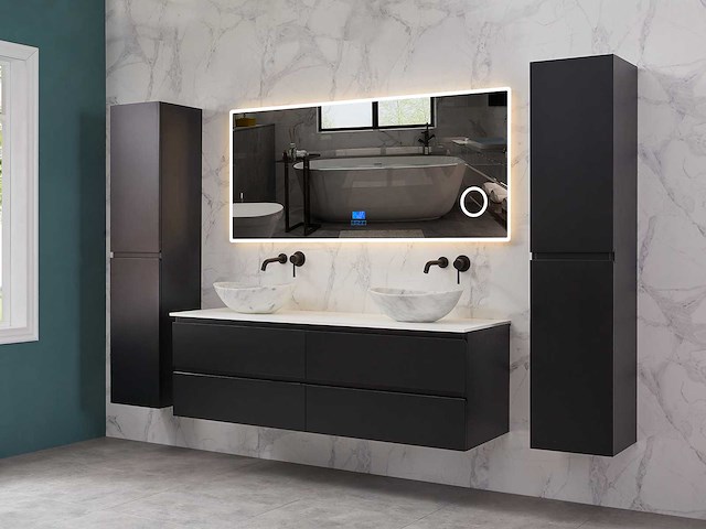 Mawialux mat zwart badkamermeubel 160cm (diverse opstellingen) - afbeelding 15 van  71