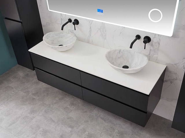 Mawialux mat zwart badkamermeubel 160cm (diverse opstellingen) - afbeelding 17 van  71