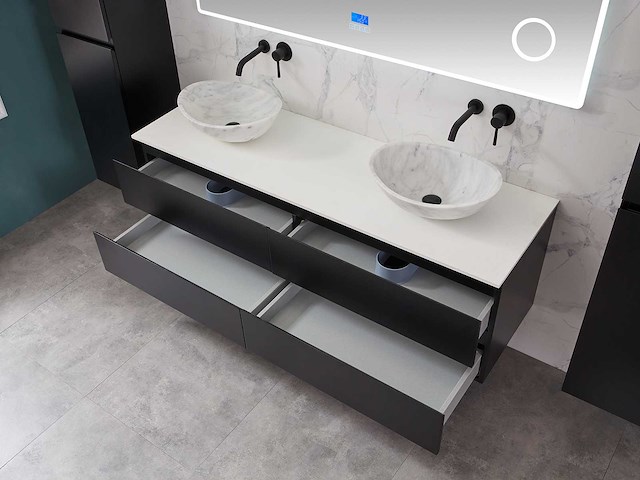 Mawialux mat zwart badkamermeubel 160cm (diverse opstellingen) - afbeelding 18 van  71