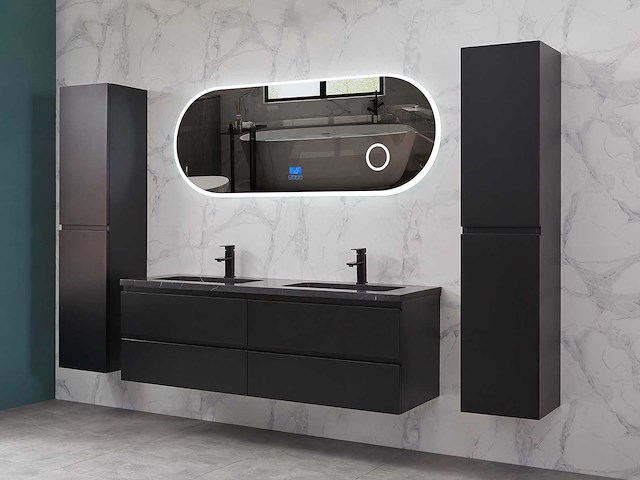 Mawialux mat zwart badkamermeubel 160cm (diverse opstellingen) - afbeelding 24 van  71