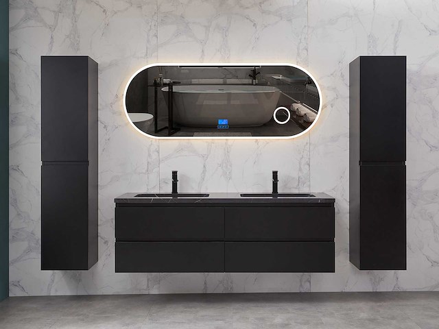 Mawialux mat zwart badkamermeubel 160cm (diverse opstellingen) - afbeelding 26 van  71