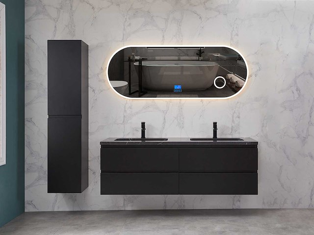 Mawialux mat zwart badkamermeubel 160cm (diverse opstellingen) - afbeelding 27 van  71