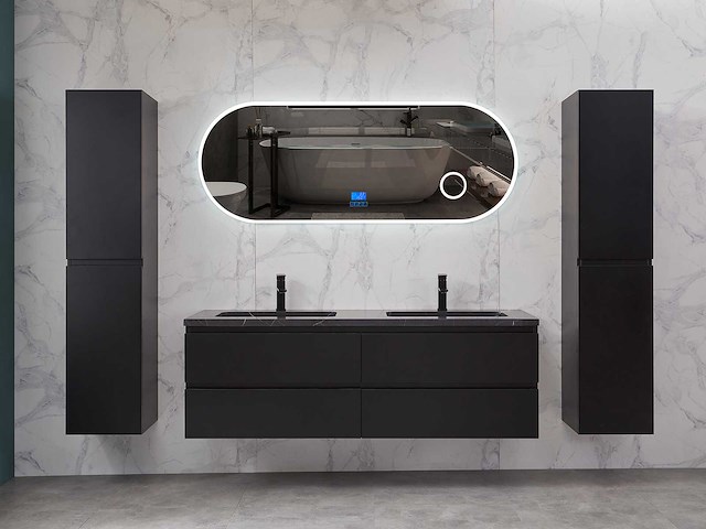 Mawialux mat zwart badkamermeubel 160cm (diverse opstellingen) - afbeelding 28 van  71