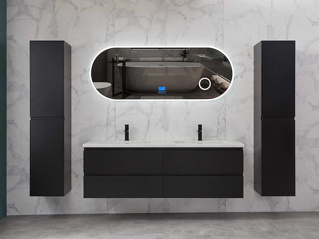 Mawialux mat zwart badkamermeubel 160cm (diverse opstellingen) - afbeelding 29 van  71