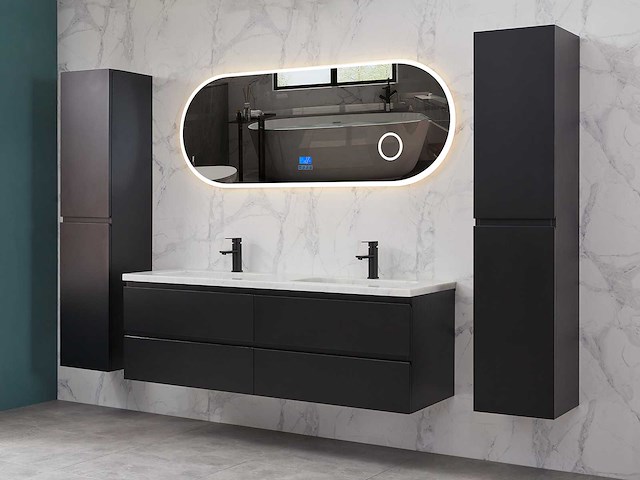 Mawialux mat zwart badkamermeubel 160cm (diverse opstellingen) - afbeelding 32 van  71