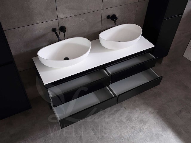 Mawialux mat zwart badkamermeubel 160cm (diverse opstellingen) - afbeelding 50 van  71