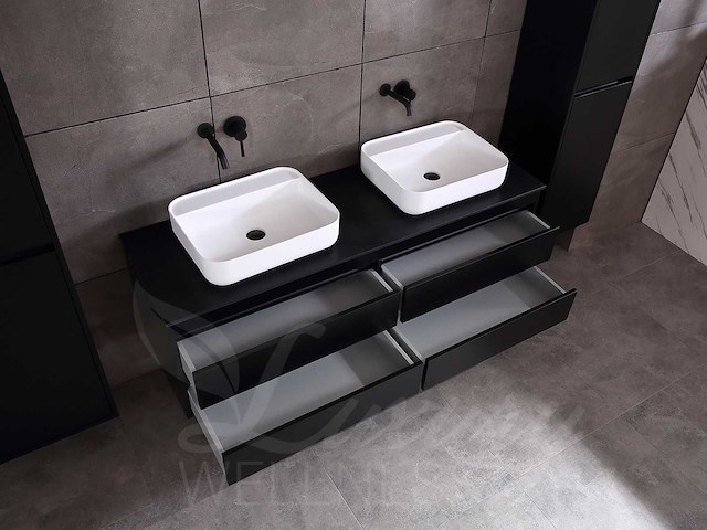 Mawialux mat zwart badkamermeubel 160cm (diverse opstellingen) - afbeelding 59 van  71