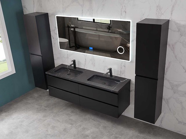 Mawialux mat zwart badkamermeubel 160cm (diverse opstellingen) - afbeelding 67 van  71