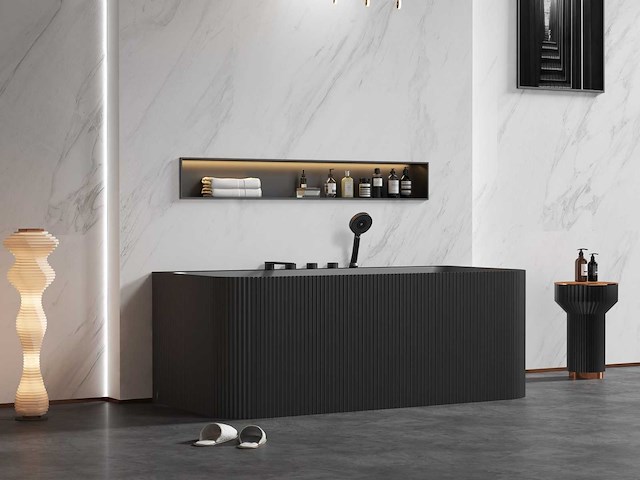 Mawialux opbouw acryl design bad met kraanwerk - keuze uit mat wit of mat zwart - afbeelding 6 van  7